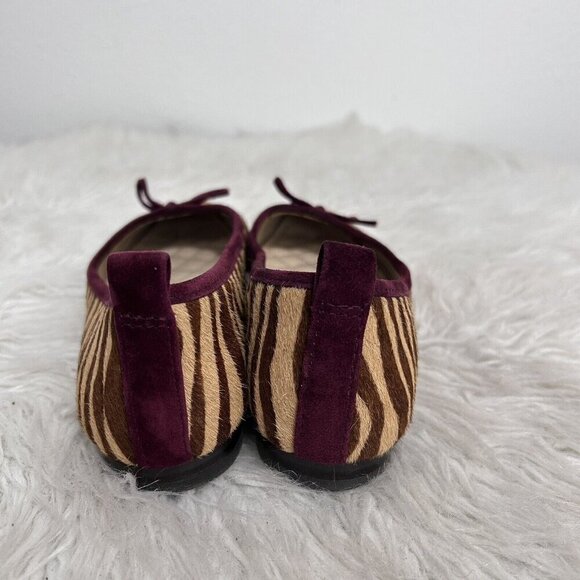 J. McLaughlin Anastasia Ballet Flat Calf Hair Tan Beechwood Zebra Print Size 6 - Picture 3 of 11